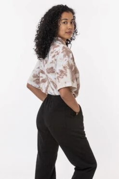 1825TD - Tie Dye Oversized Short Sleeve High Mockneck T-shirt -Tops Zone TDSF 3