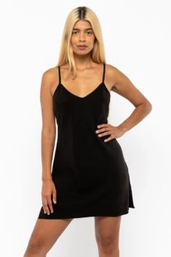 TN100GD - Tencel Mini Slip Dress 30 TN100GD - Tencel Mini Slip Dress -Tops Zone TN100GD Black1