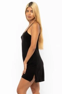 TN100GD - Tencel Mini Slip Dress 31 TN100GD - Tencel Mini Slip Dress -Tops Zone TN100GD Black4