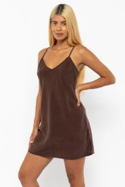 TN100GD - Tencel Mini Slip Dress 35 TN100GD - Tencel Mini Slip Dress -Tops Zone TN100GD Chocolate1