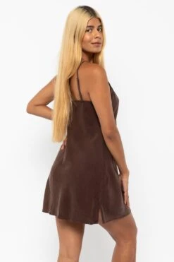 TN100GD - Tencel Mini Slip Dress 37 TN100GD - Tencel Mini Slip Dress -Tops Zone TN100GD Chocolate3