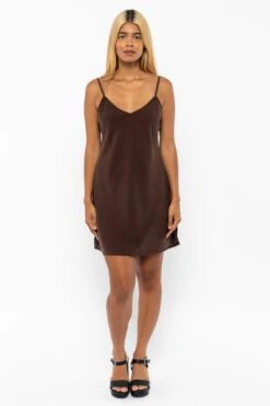 TN100GD - Tencel Mini Slip Dress 38 TN100GD - Tencel Mini Slip Dress -Tops Zone TN100GD Chocolate4