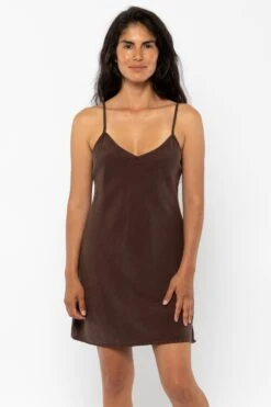 TN100GD - Tencel Mini Slip Dress 25 TN100GD - Tencel Mini Slip Dress -Tops Zone TN100GD Chocolate6