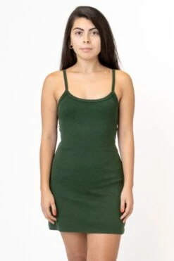 RHR318GD - Heavy Rib Spaghetti Mini Dress -Tops Zone Thalia forest 1