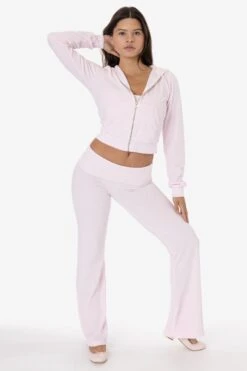 VLR310GD - Garment Dye Velour Mid-Length Zip-Up Hoodie -Tops Zone VLR CRADLEPINK 2