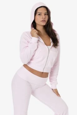 VLR310GD - Garment Dye Velour Mid-Length Zip-Up Hoodie -Tops Zone VLR310 CRADLEPINK 1