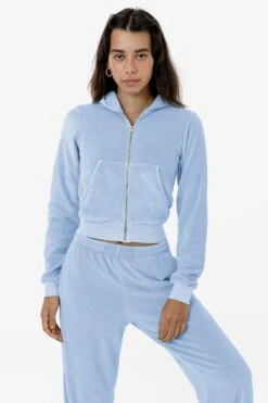 VLR310GD - Garment Dye Velour Mid-Length Zip-Up Hoodie -Tops Zone VLR310GD FROST 1