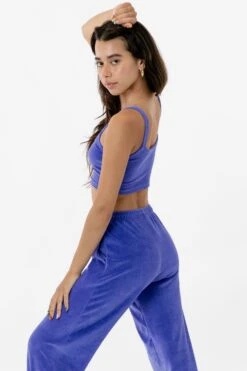 VLR316GD - Garment Dye Velour Spaghetti Crop Tank -Tops Zone VLR316GD PARMAVIOLET 2 s