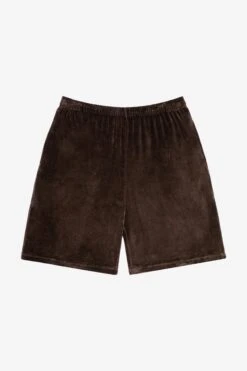 VLR442GD - Garment Dye Velour Mid-Length Wide Short -Tops Zone VLR442 DARKCHOCOLATE