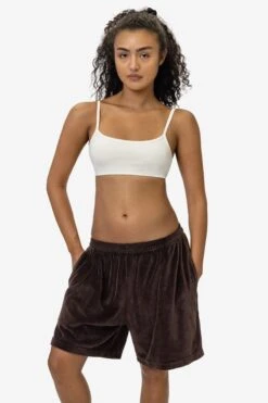 VLR442GD - Garment Dye Velour Mid-Length Wide Short -Tops Zone VLR442 DARKCHOCOLATE 2XX