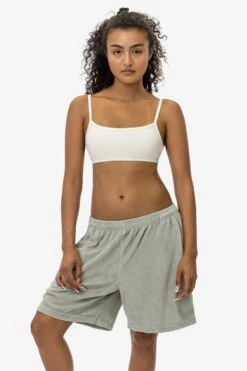 VLR442GD - Garment Dye Velour Mid-Length Wide Short -Tops Zone VLR442 PEARLGREY 4XX