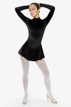 VVT410 - Velvet Long Sleeve Mockneck Skirted Leotard -Tops Zone VVT410 F4f