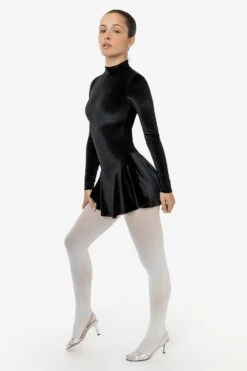 VVT410 - Velvet Long Sleeve Mockneck Skirted Leotard -Tops Zone VVT410 F5f