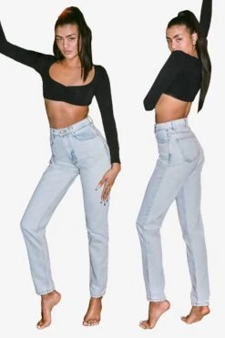 RDNW701 - High Waisted Tapered Jean -Tops Zone ama jeans FULLBODY CROPGUIDE