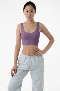 8383 - Cotton Spandex Tank Crop Top -Tops Zone amethystshift jpg