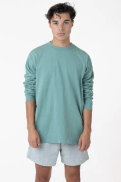 1807GD Mix - 6.5oz Long Sleeve Garment Dye Crew Neck T-Shirt -Tops Zone atlanticgreen denny5 89b09ec1 7b31 4479 b6cc d708dfe63d8a