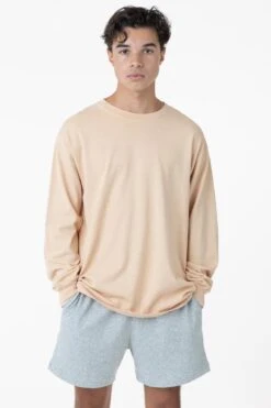 1807GD Mix - 6.5oz Long Sleeve Garment Dye Crew Neck T-Shirt -Tops Zone beige denny 93d298d6 6c1d 4c2b bec9 b11fca315c8c