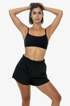 RNF314 - Women's Nylon Track Shorts -Tops Zone black1 5ae51567 f0a2 4bb6 902c 07f78077b66e