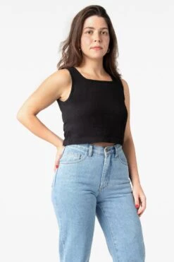 1822GD - Garment Dye Crop Tank -Tops Zone black1 fe1c695b 2ace 40d2 a59a 072a6d026720