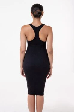 3386GD - Heavy 2x1 Rib Racerback Dress -Tops Zone black crop 3