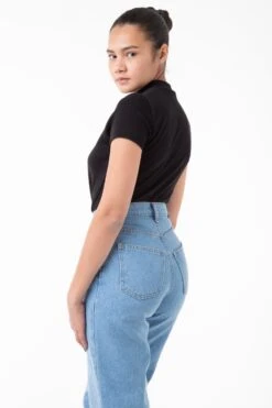 R4309 - Mockneck Cap Sleeve Baby Tee -Tops Zone black jeans 2