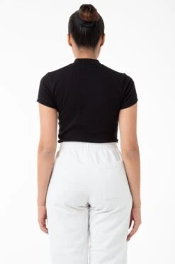 R4309 - Mockneck Cap Sleeve Baby Tee -Tops Zone black sweats 2