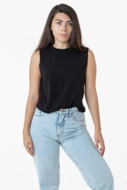 2865GD - Women's Garment Dye Muscle Tank -Tops Zone black thalia3