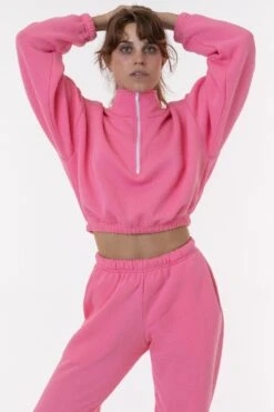 F396 - Flex Fleece Half Zip Cropped Pullover -Tops Zone bubblegum1 edcc459f c28d 4ca5 b7ab e948317b7b08