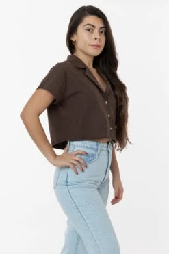 RCP315GD - Boxy Cropped Camp Collar Shirt -Tops Zone campcrop3