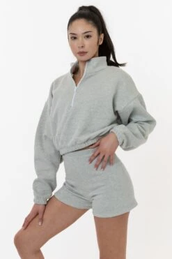 CF330 - Cotton Fleece High Waist Fitted Short -Tops Zone cf330 grey 2