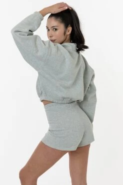 CF330 - Cotton Fleece High Waist Fitted Short -Tops Zone cf330 grey 3