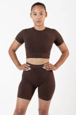 83078GD - Garment Dye Short Sleeve Crop Top -Tops Zone choc1
