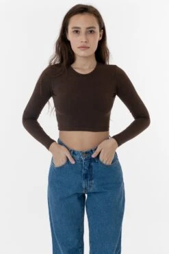 83079GD - Garment Dye Long Sleeve Crop Top 19 83079GD - Garment Dye Long Sleeve Crop Top -Tops Zone chocolate1 F