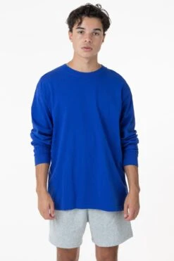 1807GD Mix - 6.5oz Long Sleeve Garment Dye Crew Neck T-Shirt -Tops Zone cobalt denny2 f74d4939 f51b 465c b252 14db36496b29