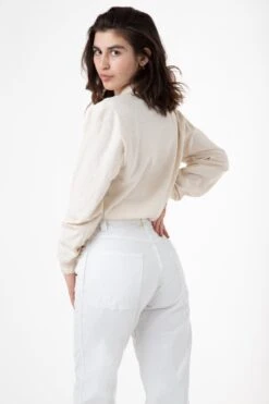 1804GD - Long Sleeve Garment Dye Cropped Mockneck -Tops Zone creme back