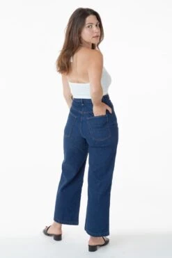 RDNW09 - High Waisted Wide Leg Denim Jean -Tops Zone darkwash ariel2