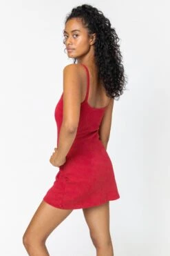 RHR318GD - Heavy Rib Spaghetti Mini Dress -Tops Zone dress red 3 F