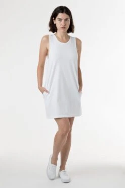 1840GD - Garment Dye Tank Dress 28 1840GD - Garment Dye Tank Dress -Tops Zone dress white