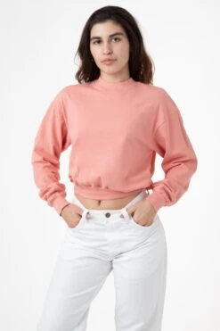 1804GD - Long Sleeve Garment Dye Cropped Mockneck -Tops Zone ediecoral