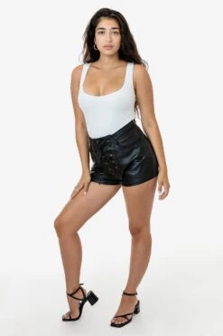 RLH746 - Leather Front Tie Up Short 18 RLH746 - Leather Front Tie Up Short -Tops Zone fb3S