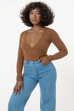 3373GD - Heavy 2x1 Rib Wrap Top 10 3373GD - Heavy 2x1 Rib Wrap Top -Tops Zone ginger 1