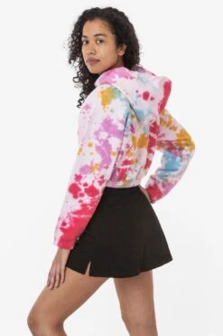CF399TD - Tie Dye Cropped Pullover Hoodie -Tops Zone hoodie2