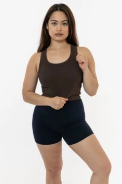 4328 - Sporty Baby Rib Crop Tank -Tops Zone jade brown