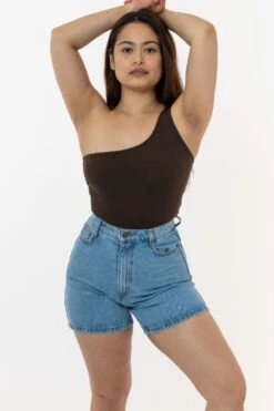 43089 - Baby Rib One Shoulder Top -Tops Zone jade brown d9644e81 fd8f 4d7b a45a b23632268c0d