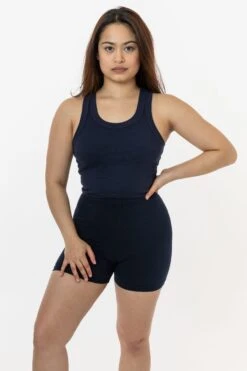 4328 - Sporty Baby Rib Crop Tank -Tops Zone jade navy