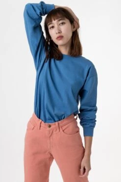 1807GD Unisex - 6.5oz Long Sleeve Garment Dye Crew Neck T-Shirt -Tops Zone julie 1807 1