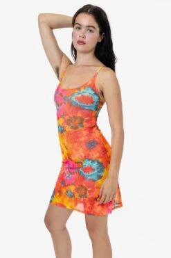 RNS783P - Printed Micro Mesh Spaghetti Dress -Tops Zone kate dress 7S