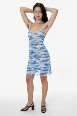 RNS783P - Printed Micro Mesh Spaghetti Dress -Tops Zone kate dress fb 6S