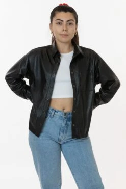 RLH3027 - Leather Button Up -Tops Zone leatherjacket4