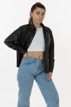 RLH3027 - Leather Button Up -Tops Zone leatherjavcket2